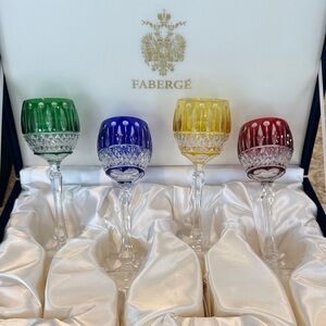 Faberge Xenia Hock Crystal Wine Glass Set